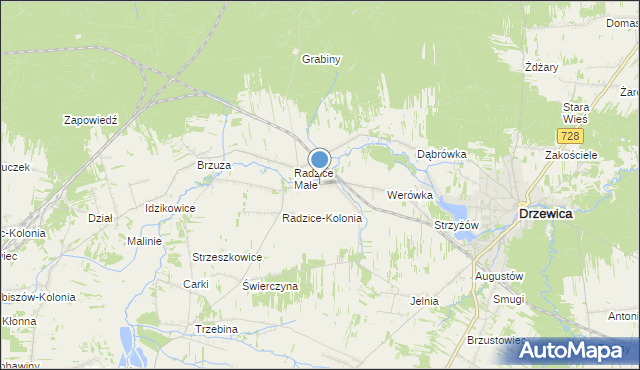 mapa Radzice Duże, Radzice Duże na mapie Targeo